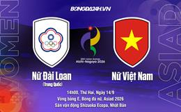 Link xem trực tiếp Nữ Việt Nam vs Nữ Đài Bắc Trung Hoa 14h (Nữ Asiad 2026)