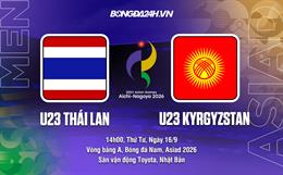 Nhận định bóng đá U23 Thái Lan vs U23 Kyrgyzstan 14h00 ngày 16/9 (ASIAD 2026)