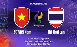 Trực tiếp bóng đá nữ Việt Nam vs nữ Thái Lan 17h30 ngày 21/9 (ASIAD 2026)