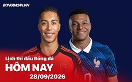 Lịch thi đấu, trực tiếp bóng đá hôm nay 28/09/2026: Bỉ vs Pháp