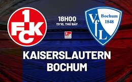 Nhận định bóng đá Kaiserslautern vs Bochum 18h00 ngày 17/10 (Hạng 2 Đức 2026/27)