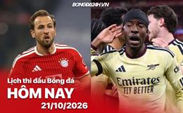 Lịch thi đấu, trực tiếp bóng đá hôm nay 21/10/2026: Bayern Munich vs Arsenal